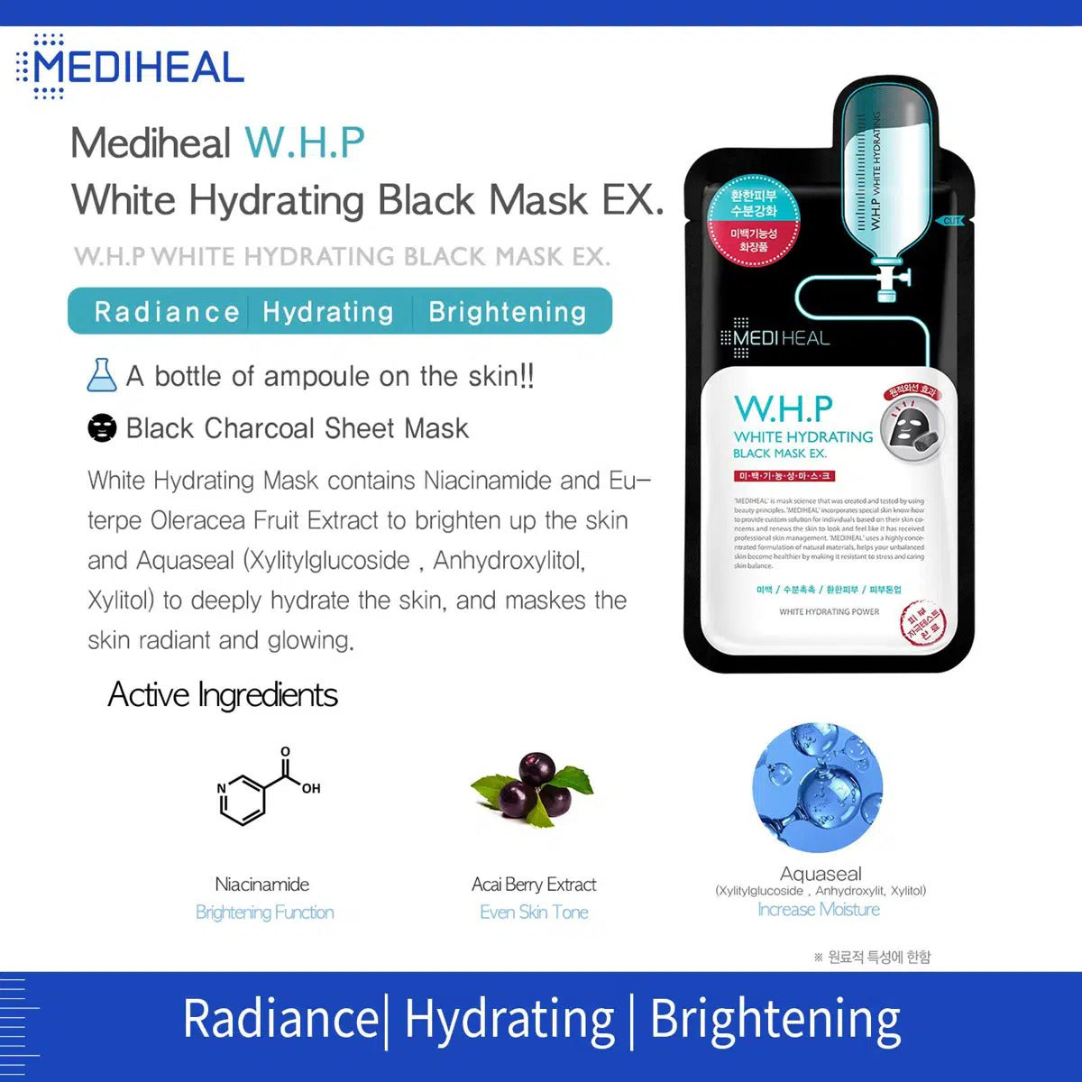 Mediheal W.H.P White Hydrating Charcoal Mineral Mask EX