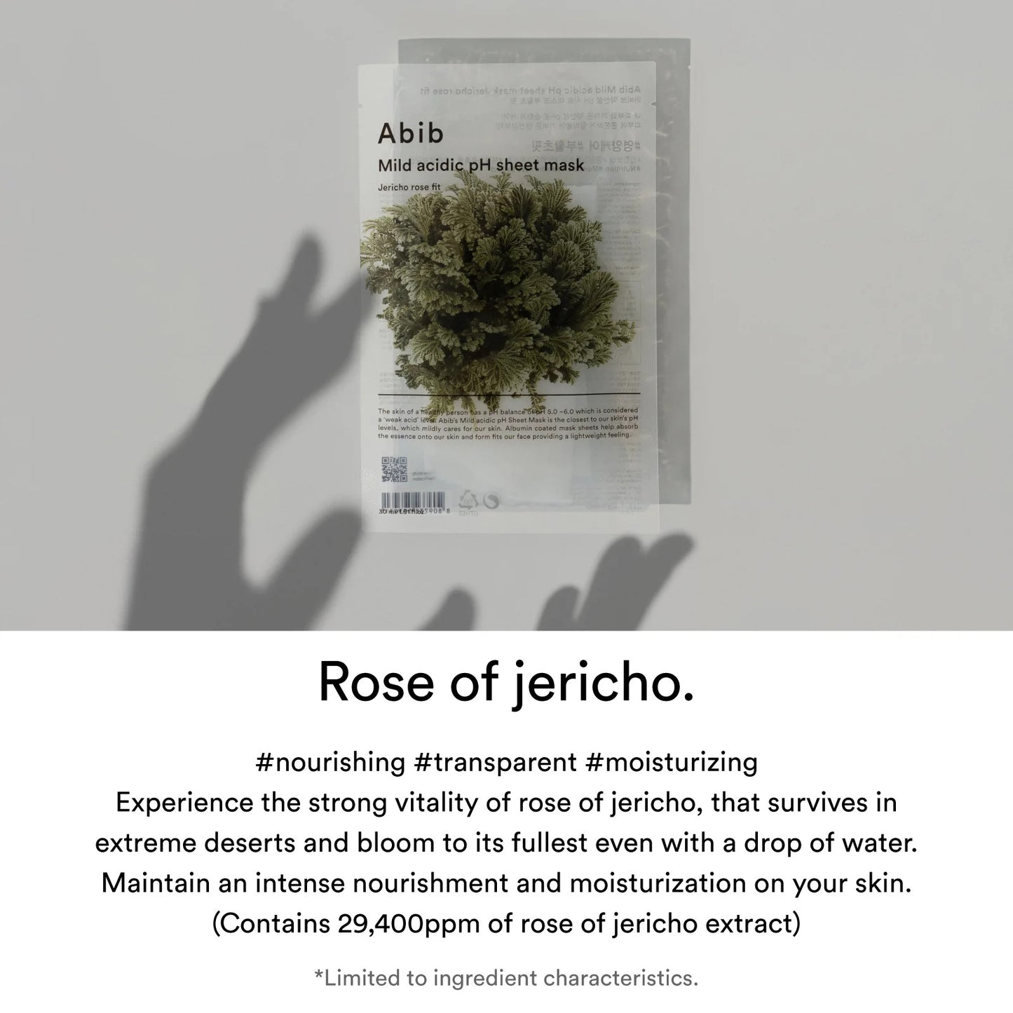 Abib Mild acidic pH sheet mask Jericho Rose Fit